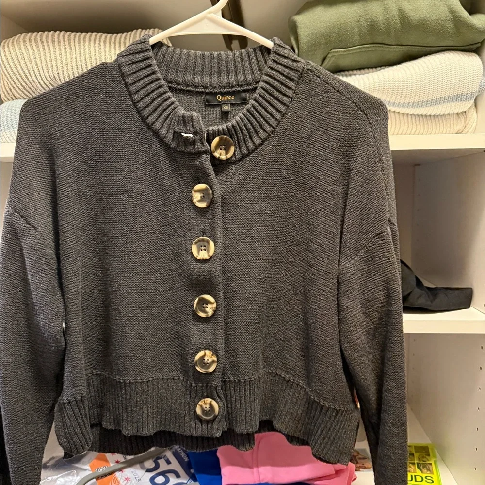 Quince Charcoal Button-Up Cardigan - Picture 4 of 5
